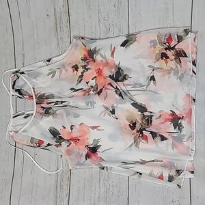 White House Black Market White Floral Halter Tank Top Size Small